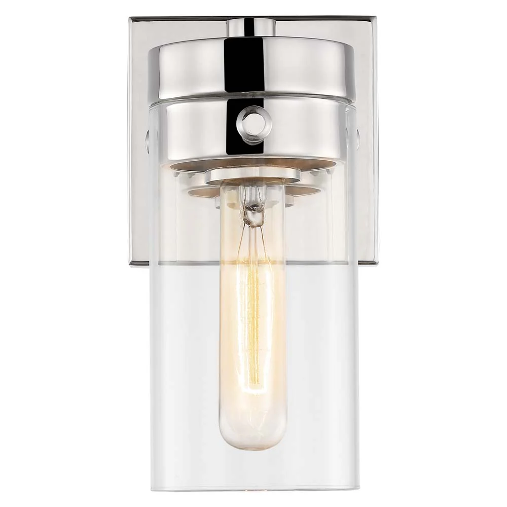 Intersection 1-Light Vanity Polished Nickel with Clear Glass - Image 3