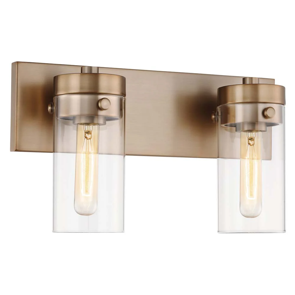 Intersection 2-Light Vanity Burnished Brass with Clear Glass - Image 2