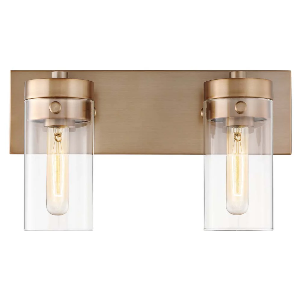 Intersection 2-Light Vanity Burnished Brass with Clear Glass - Image 3