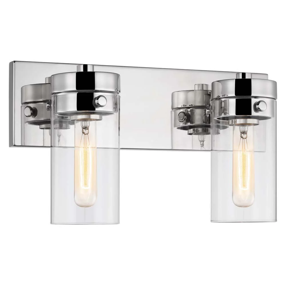 Intersection 2-Light Vanity Polished Nickel with Clear Glass - Image 2