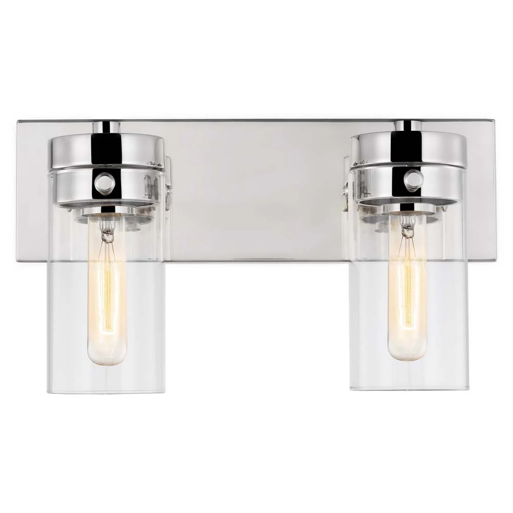 Intersection 2-Light Vanity Polished Nickel with Clear Glass - Image 3