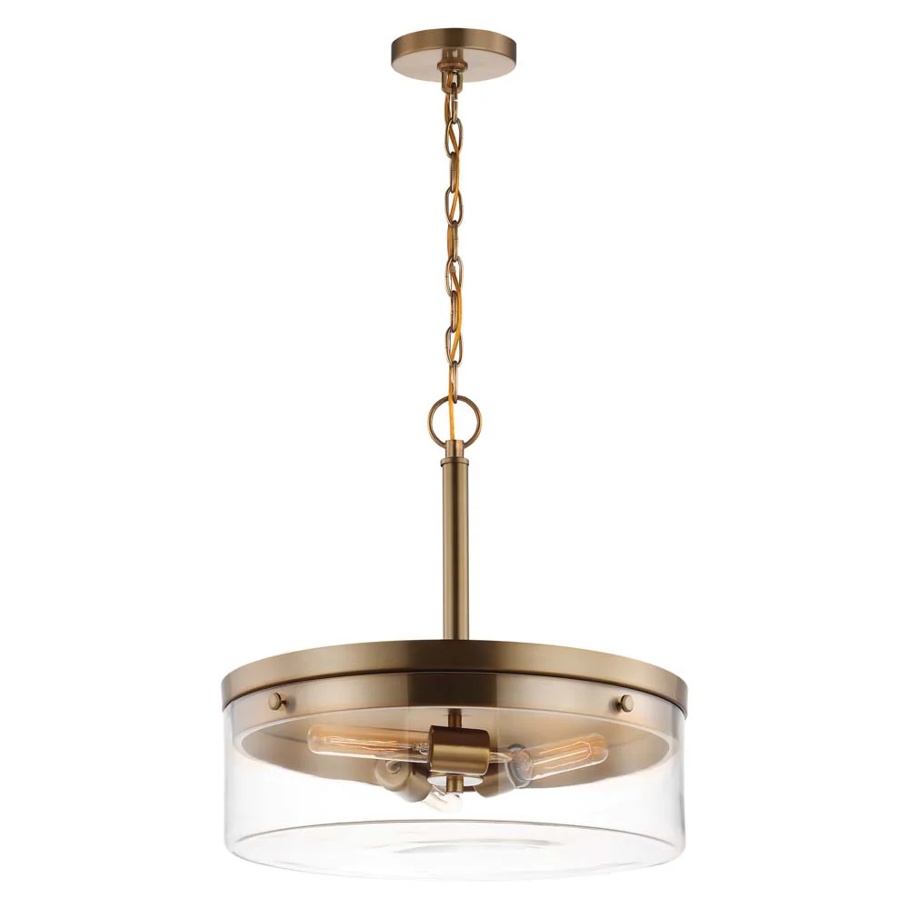 Intersection 3-Light Pendant Burnished Brass with Clear Glass - Image 2