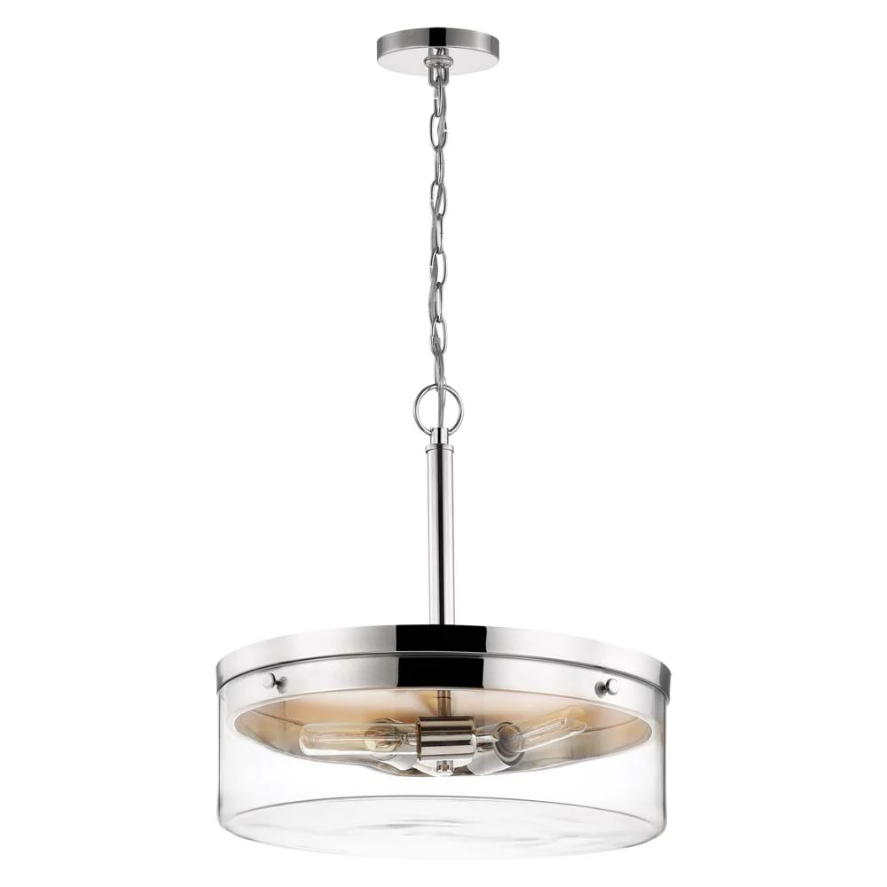 Intersection 3-Light Pendant Polished Nickel with Clear Glass - Image 2