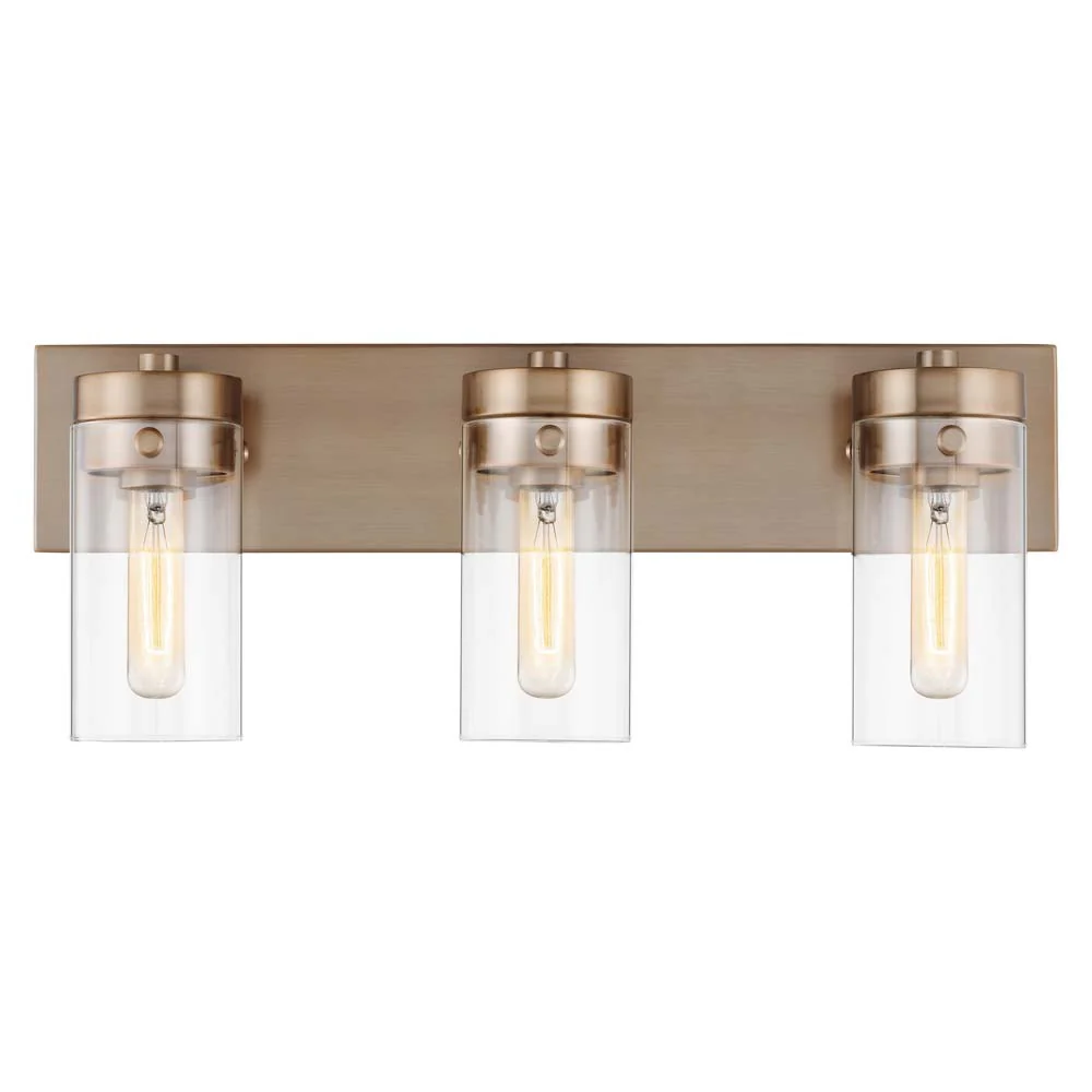Intersection 3-Light Vanity Burnished Brass with Clear Glass - Image 3