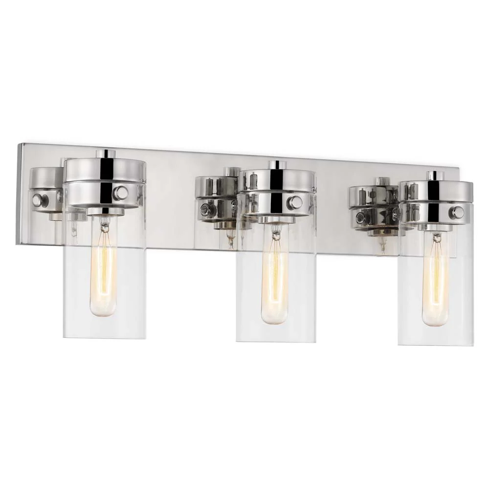 Intersection 3-Light Vanity Polished Nickel with Clear Glass - Image 2