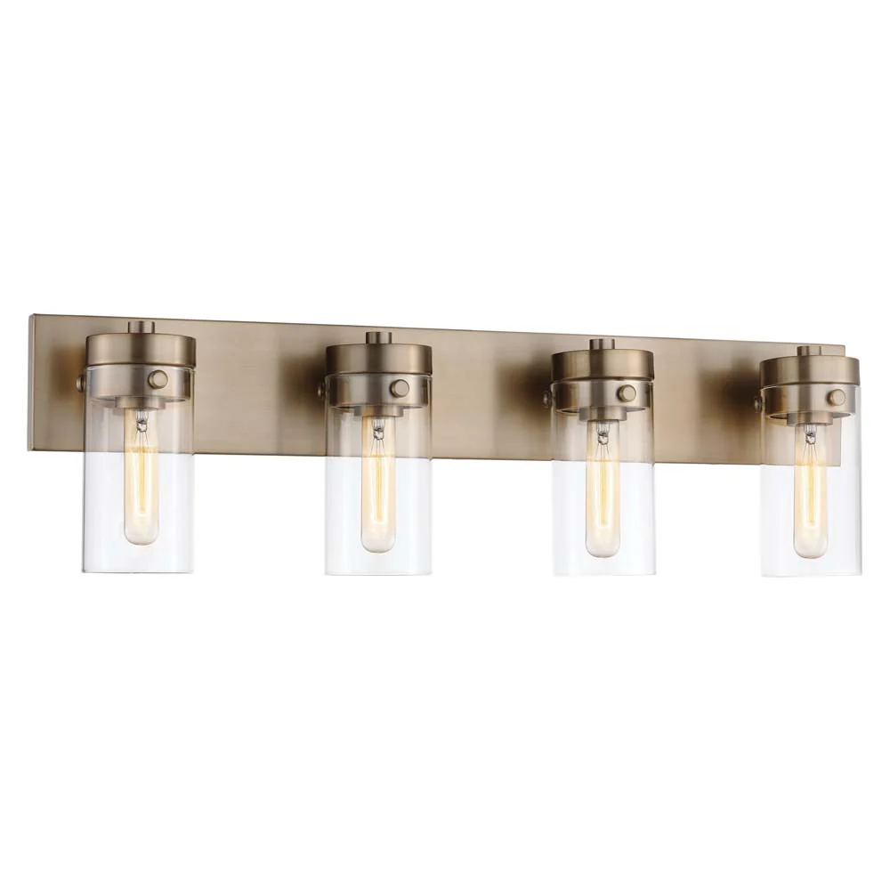 Intersection 4-Light Vanity Burnished Brass with Clear Glass - Image 2