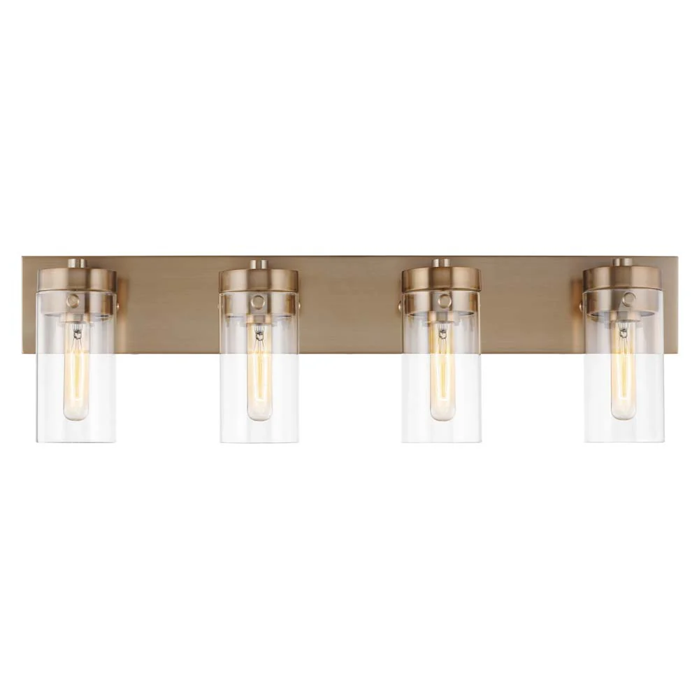 Intersection 4-Light Vanity Burnished Brass with Clear Glass - Image 3