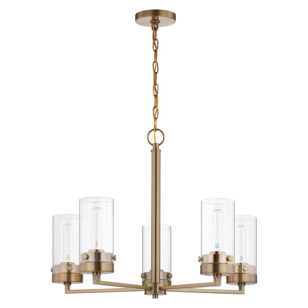 Intersection 5-Light Chandelier Burnished Brass with Clear Glass - Image 2