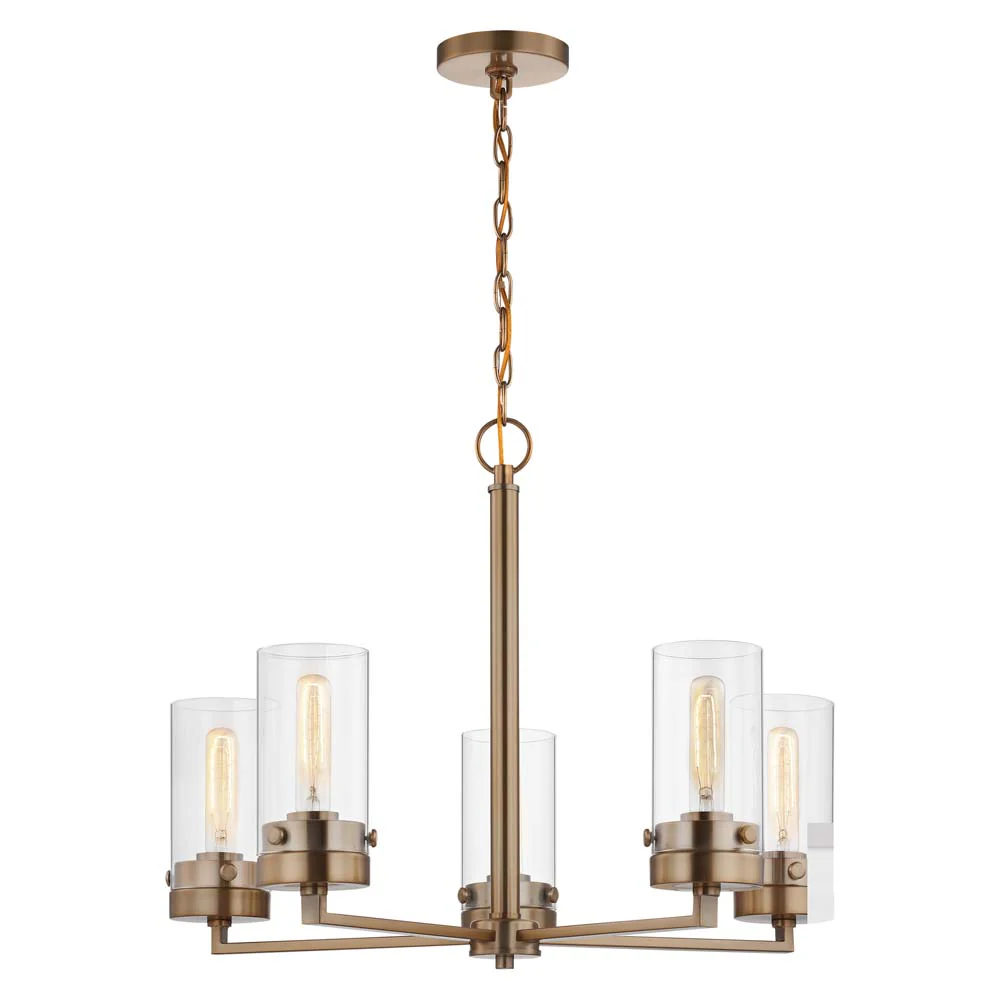 Intersection 5-Light Chandelier Burnished Brass with Clear Glass - Image 3