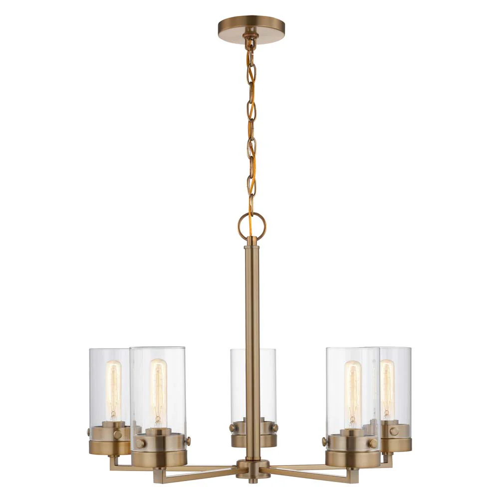 Intersection 5-Light Chandelier Burnished Brass with Clear Glass - Image 4