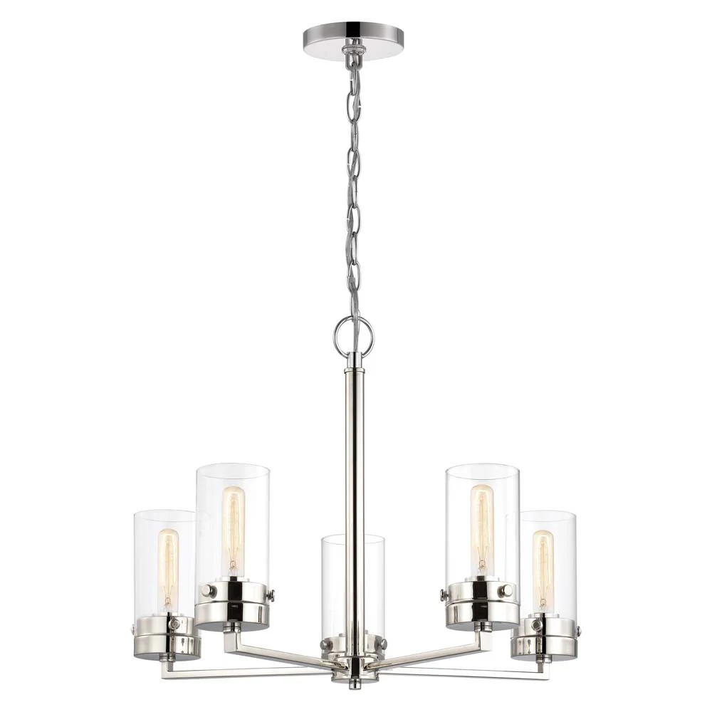 Intersection 5-Light Chandelier Polished Nickel with Clear Glass - Image 2