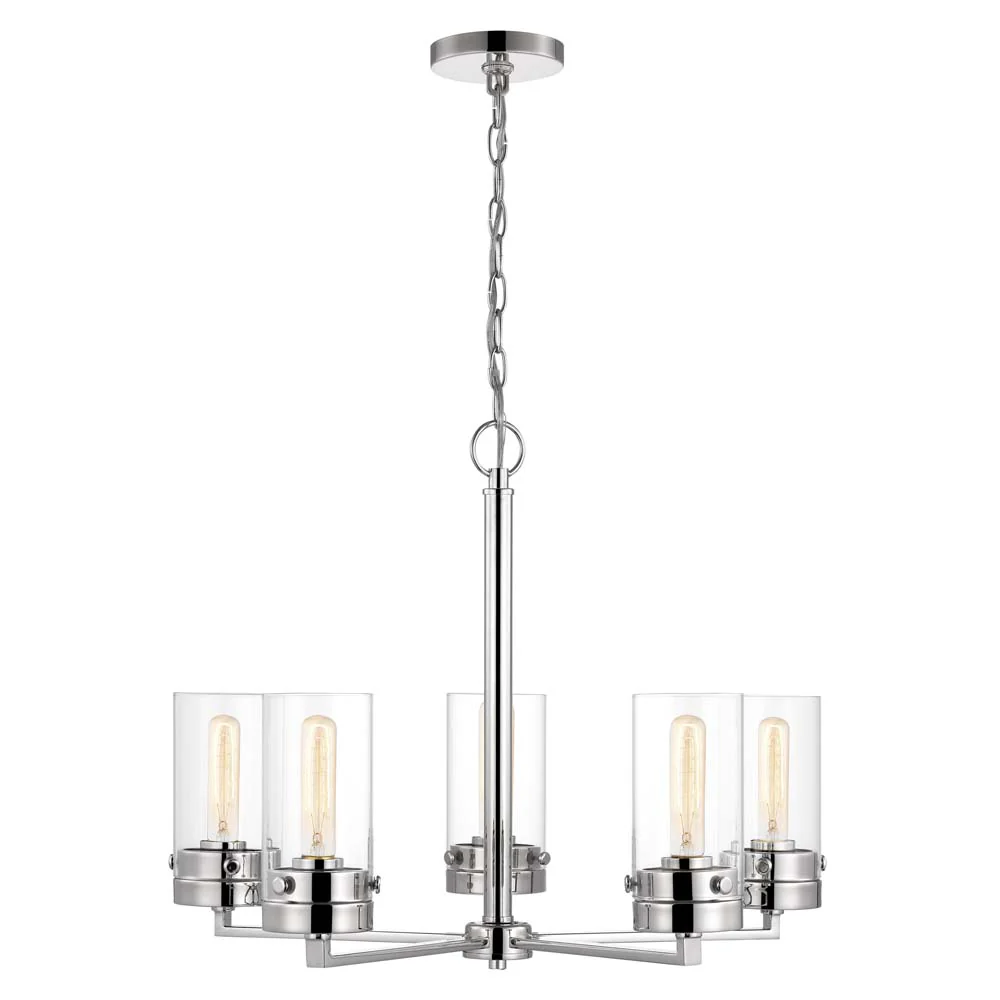 Intersection 5-Light Chandelier Polished Nickel with Clear Glass - Image 3