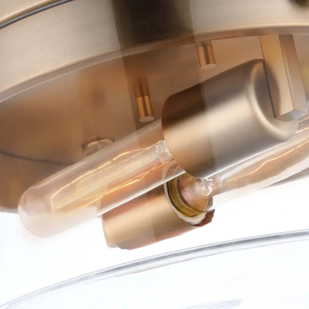 Intersection 60w Medium Flush Mount Fixture Burnished Brass w/ Clear Glass - Image 4