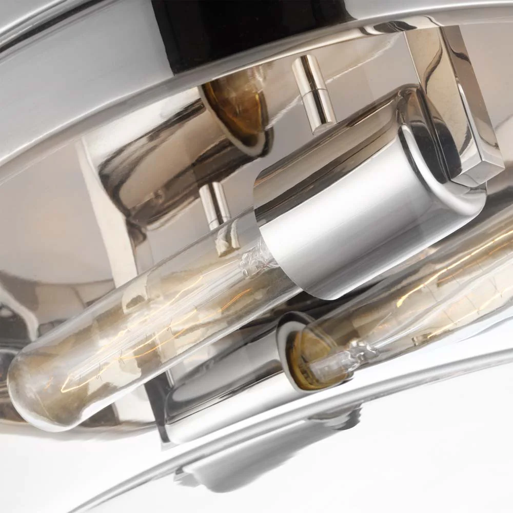 Intersection 60w Medium Flush Mount Fixture Polished Nickel w/ Clear Glass - Image 3