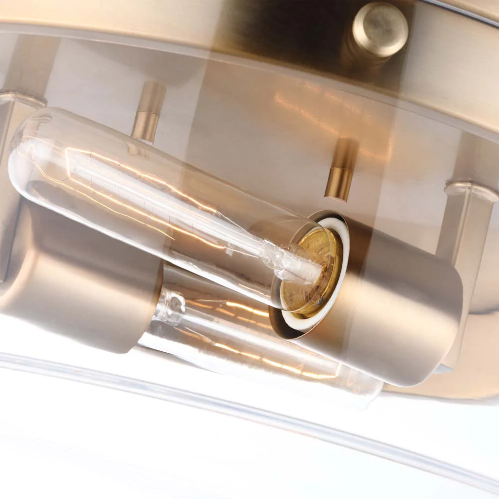 Intersection 60w Small Flush Mount Fixture Burnished Brass w/ Clear Glass - Image 4