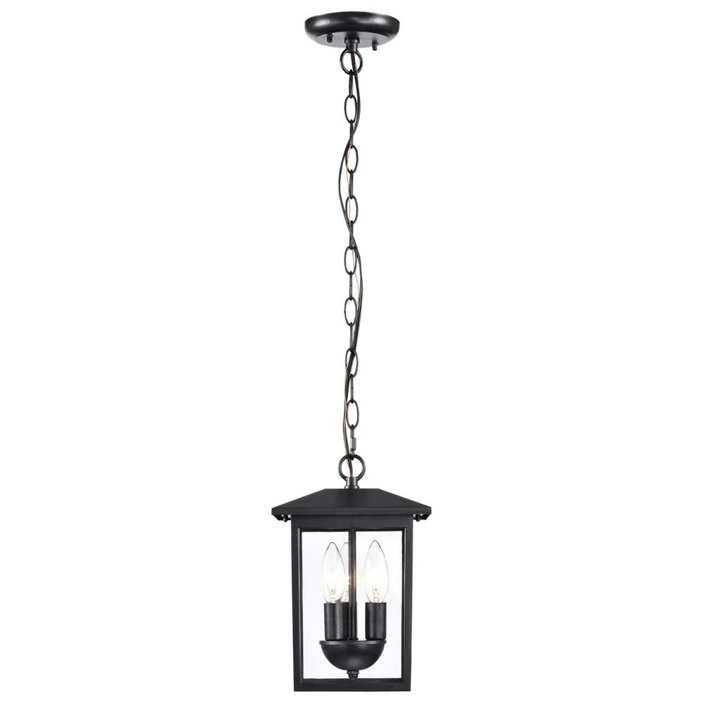 Jamesport Outdoor 11-in Hanging Light Matte Black w/ Clear Glass 120v - Image 2