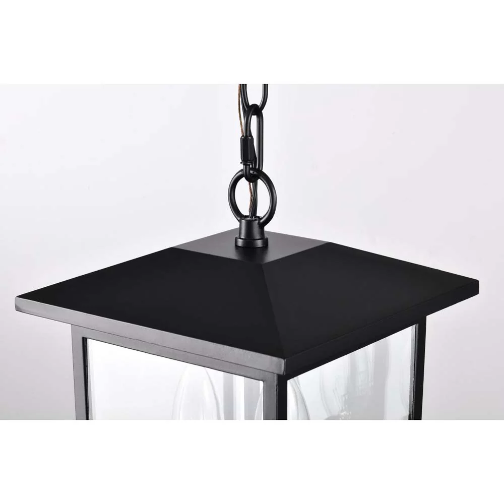 Jamesport Outdoor 11-in Hanging Light Matte Black w/ Clear Glass 120v - Image 5