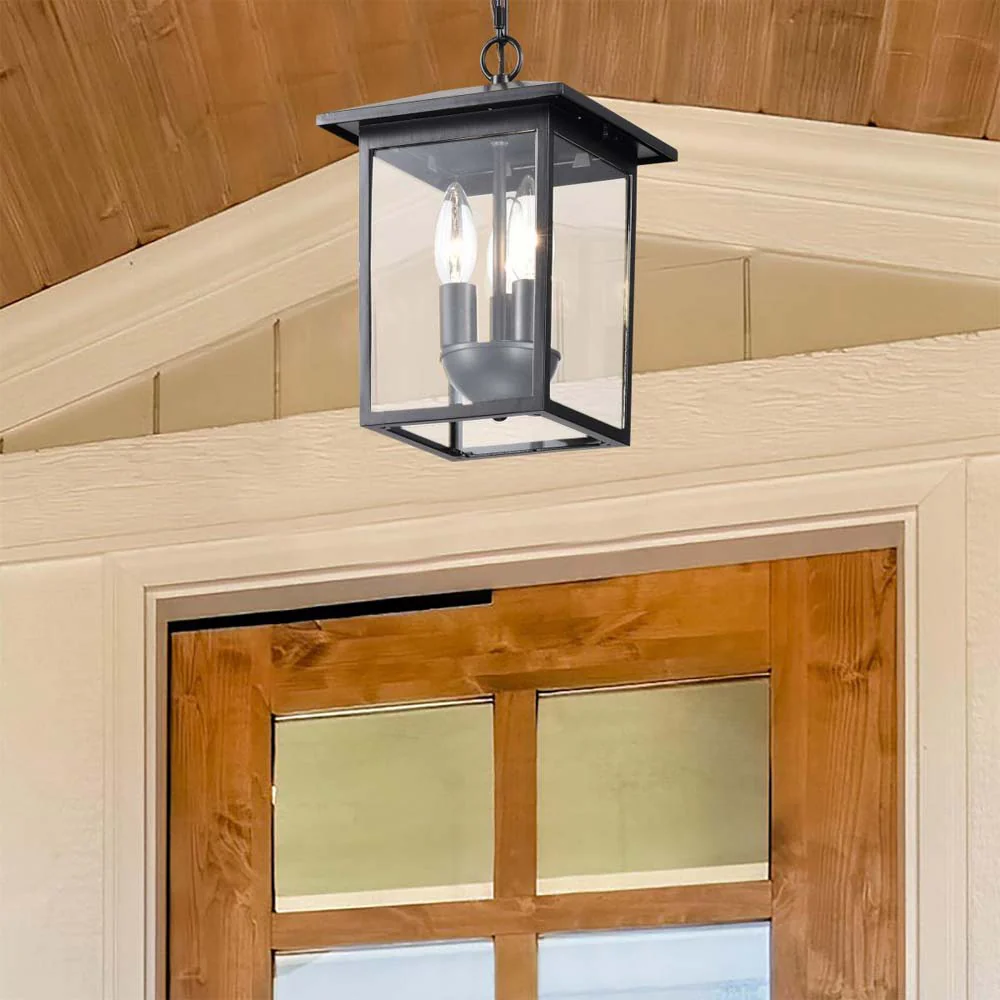 Jamesport Outdoor 11-in Hanging Light Matte Black w/ Clear Glass 120v - Image 8