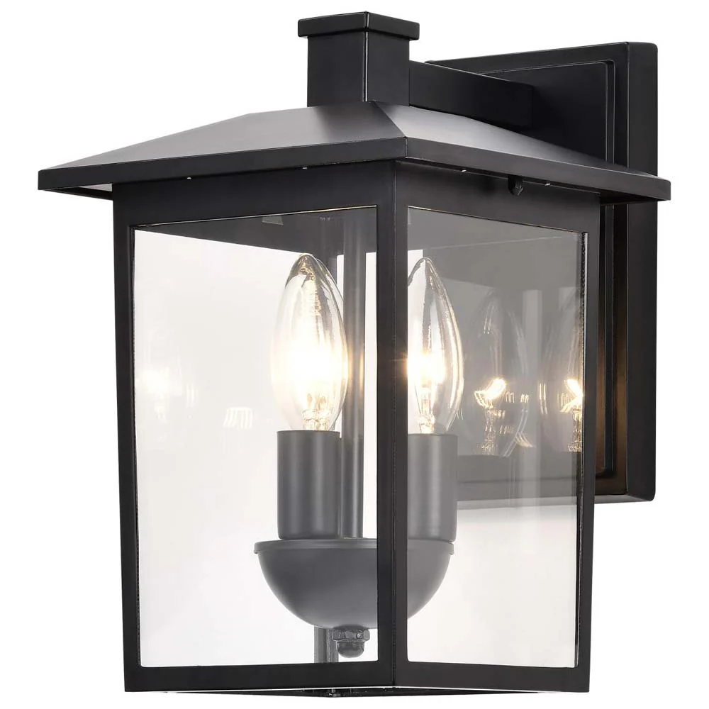 Jamesport Outdoor 11-in Wall Lantern Matte Black w/ Clear Glass 120v