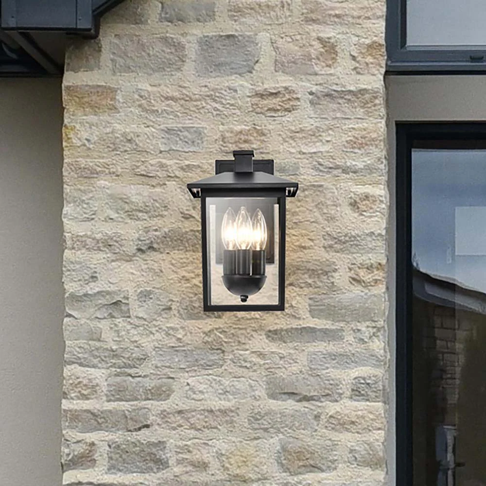 Jamesport Outdoor 11-in Wall Lantern Matte Black w/ Clear Glass 120v - Image 10