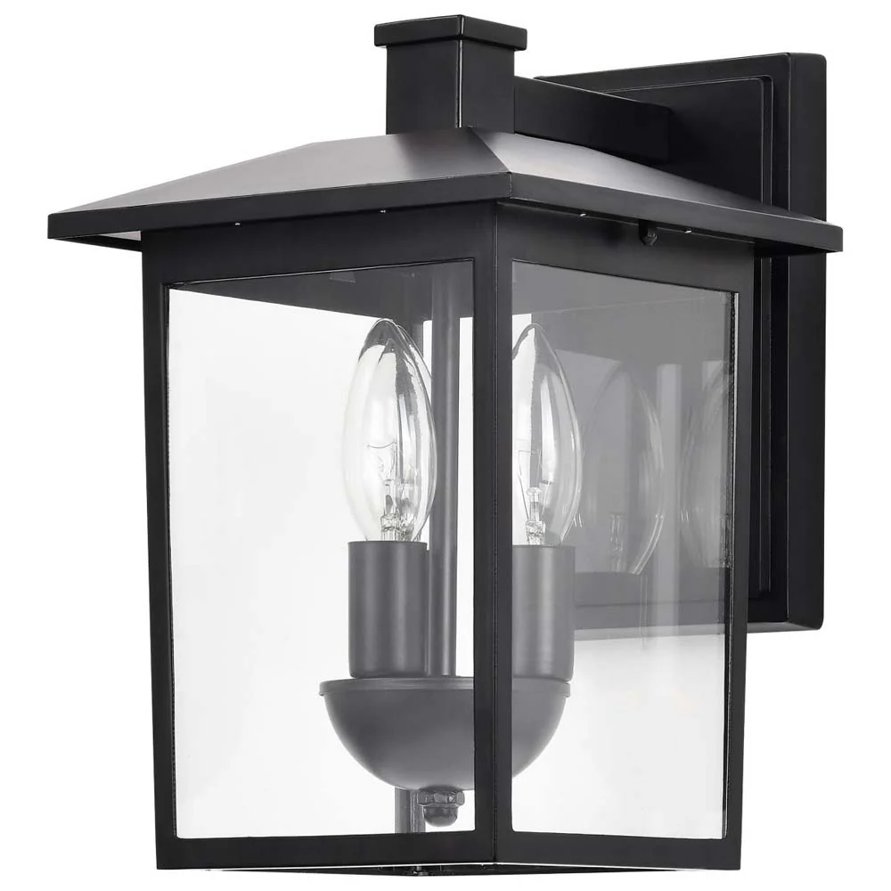 Jamesport Outdoor 11-in Wall Lantern Matte Black w/ Clear Glass 120v - Image 2