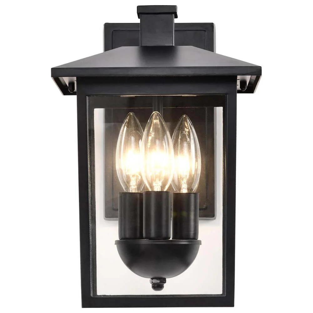 Jamesport Outdoor 11-in Wall Lantern Matte Black w/ Clear Glass 120v - Image 3