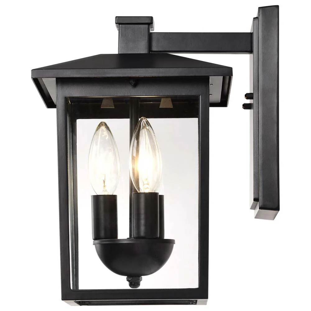 Jamesport Outdoor 11-in Wall Lantern Matte Black w/ Clear Glass 120v - Image 4