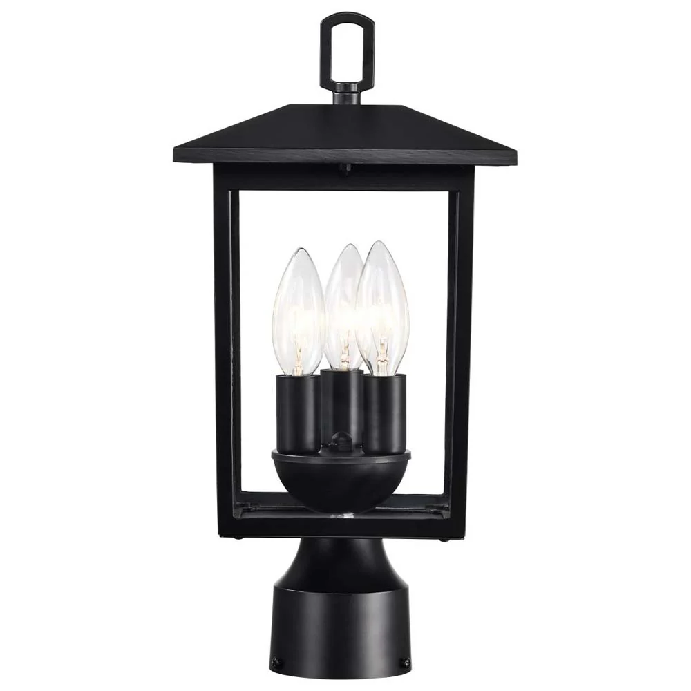 Jamesport Outdoor 15-in Post Light Lantern Matte Black w/ Clear Glass 120nv - Image 2