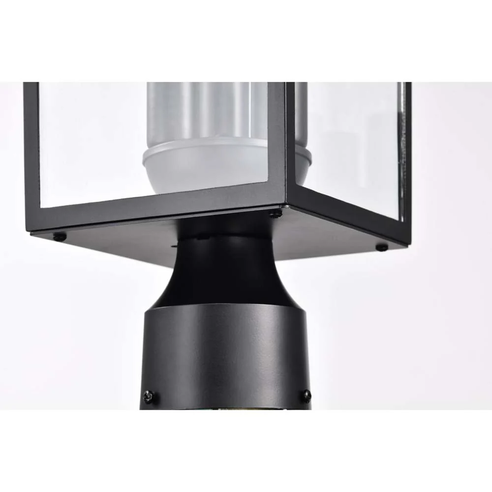 Jamesport Outdoor 15-in Post Light Lantern Matte Black w/ Clear Glass 120nv - Image 5