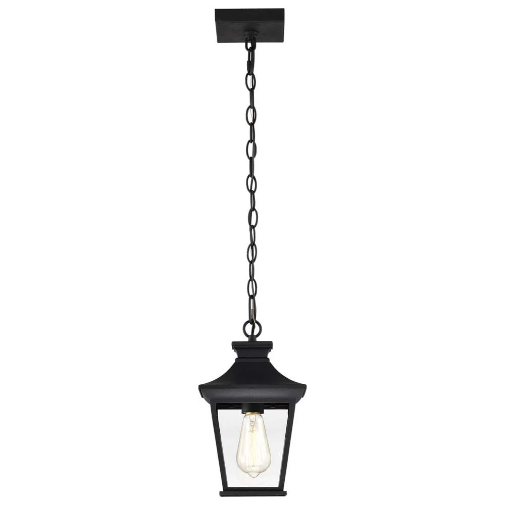 Jasper Outdoor 12-in Hanging Light Matte Black Finish w/ Clear Glass - Image 2