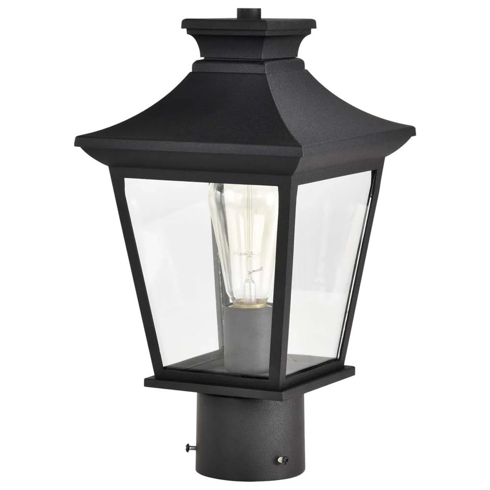Jasper Outdoor 14-in Post Light Lantern Matte Black Finish w/ Clear Glass - Image 2