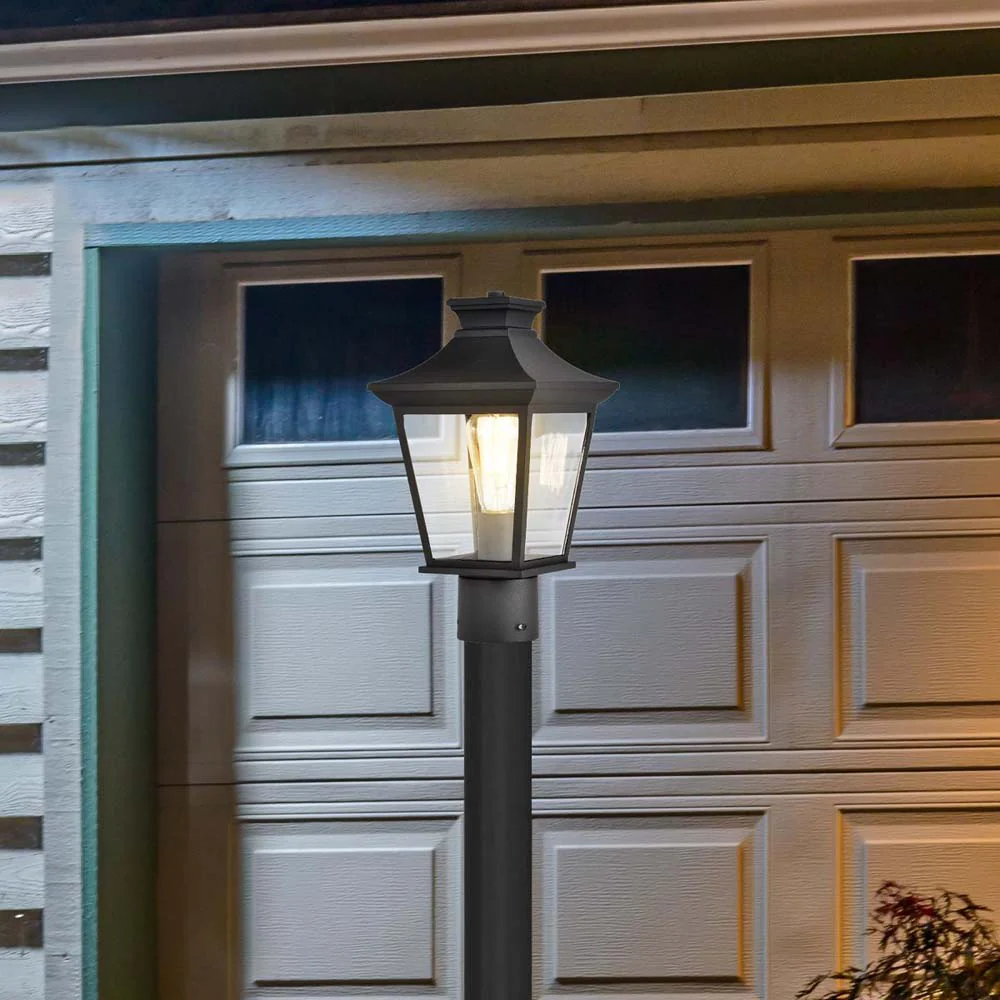 Jasper Outdoor 14-in Post Light Lantern Matte Black Finish w/ Clear Glass - Image 9