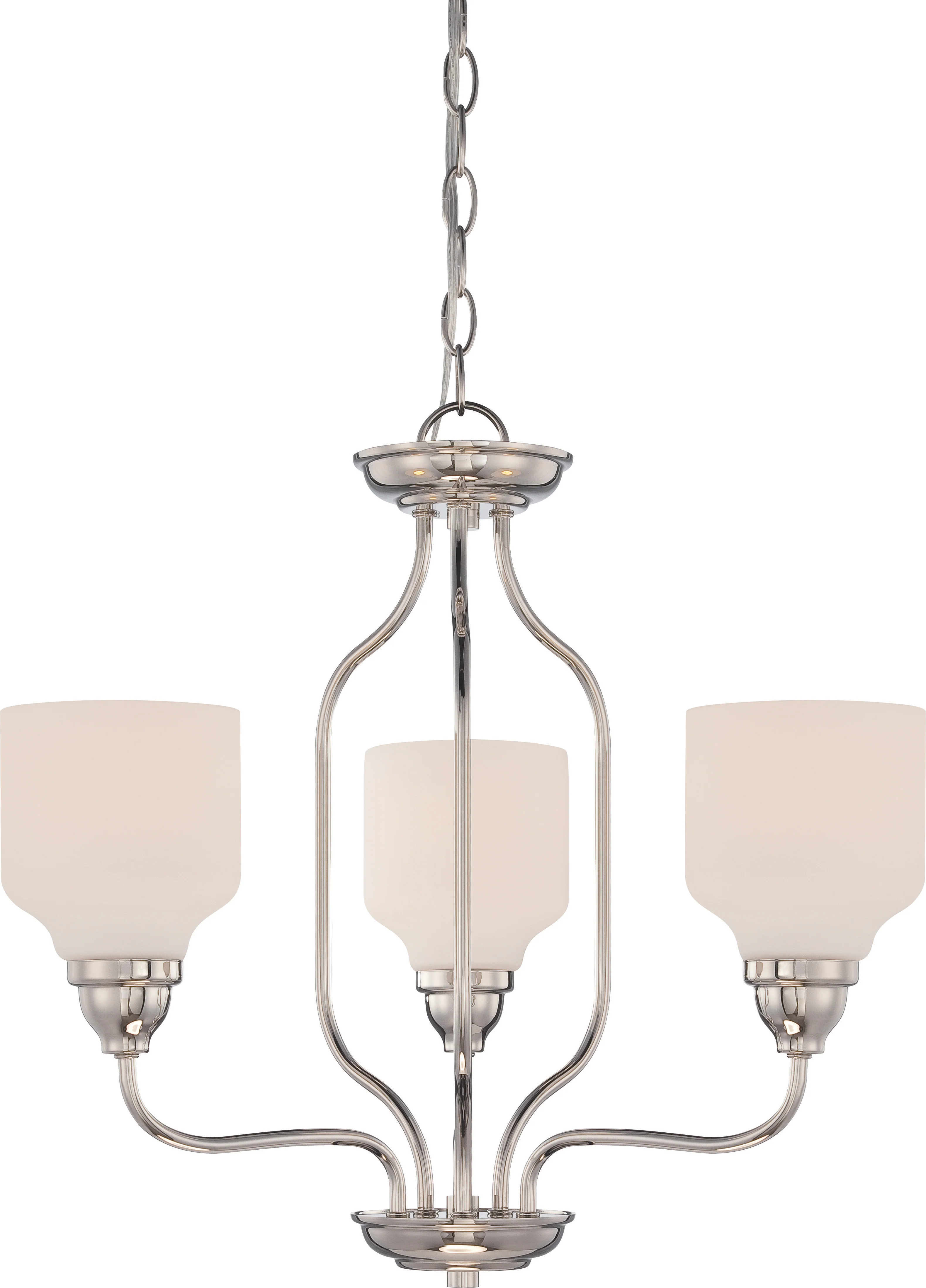 Kirk 3-Light Hanging Mounted Chandelier Light Fixture in Polished Nickel