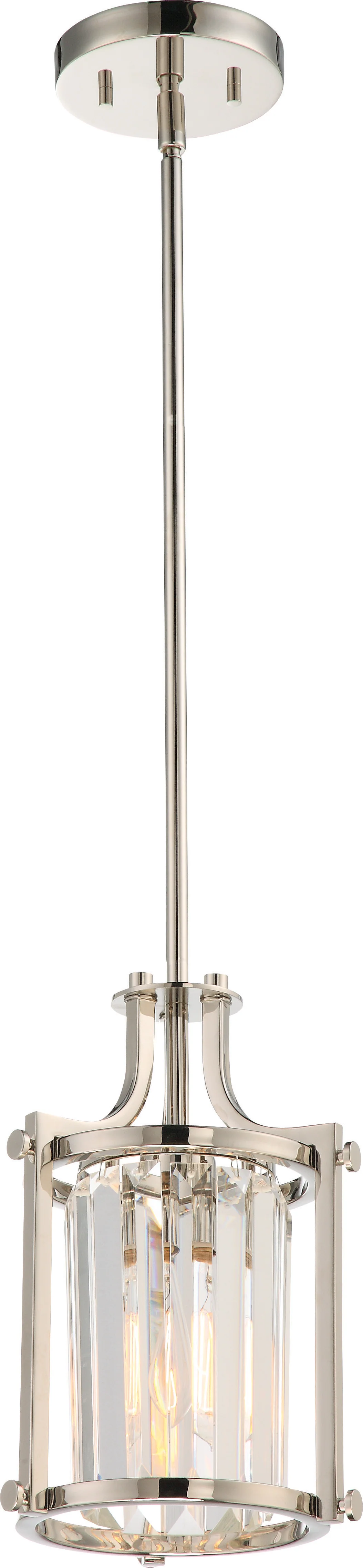 Krys 1-Light Mini-Pendant Mounted Pendant Light Fixture in Polished Nickel