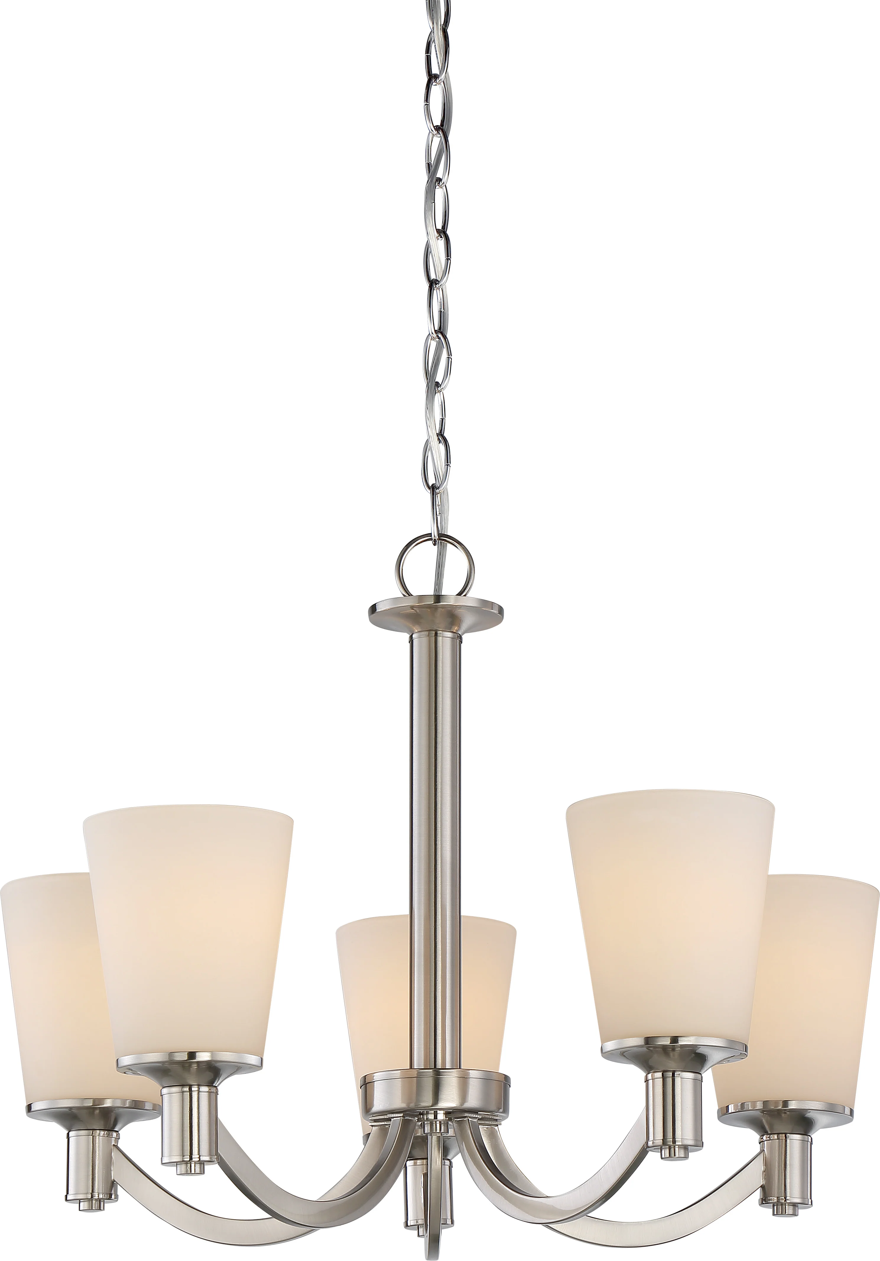 Laguna 5-Light Hanging Mounted Chandelier Light Fixture in Brushed Nickel Finish