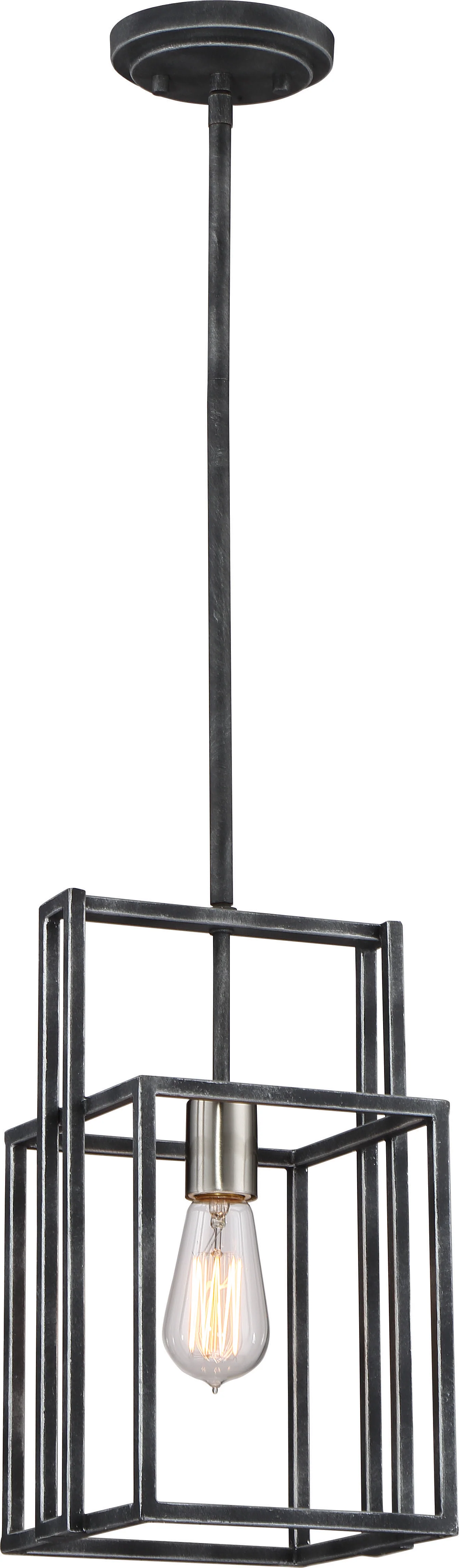 Lake 1-Light Mini-Pendant in Iron Black with Brushed Nickel Accents Finish