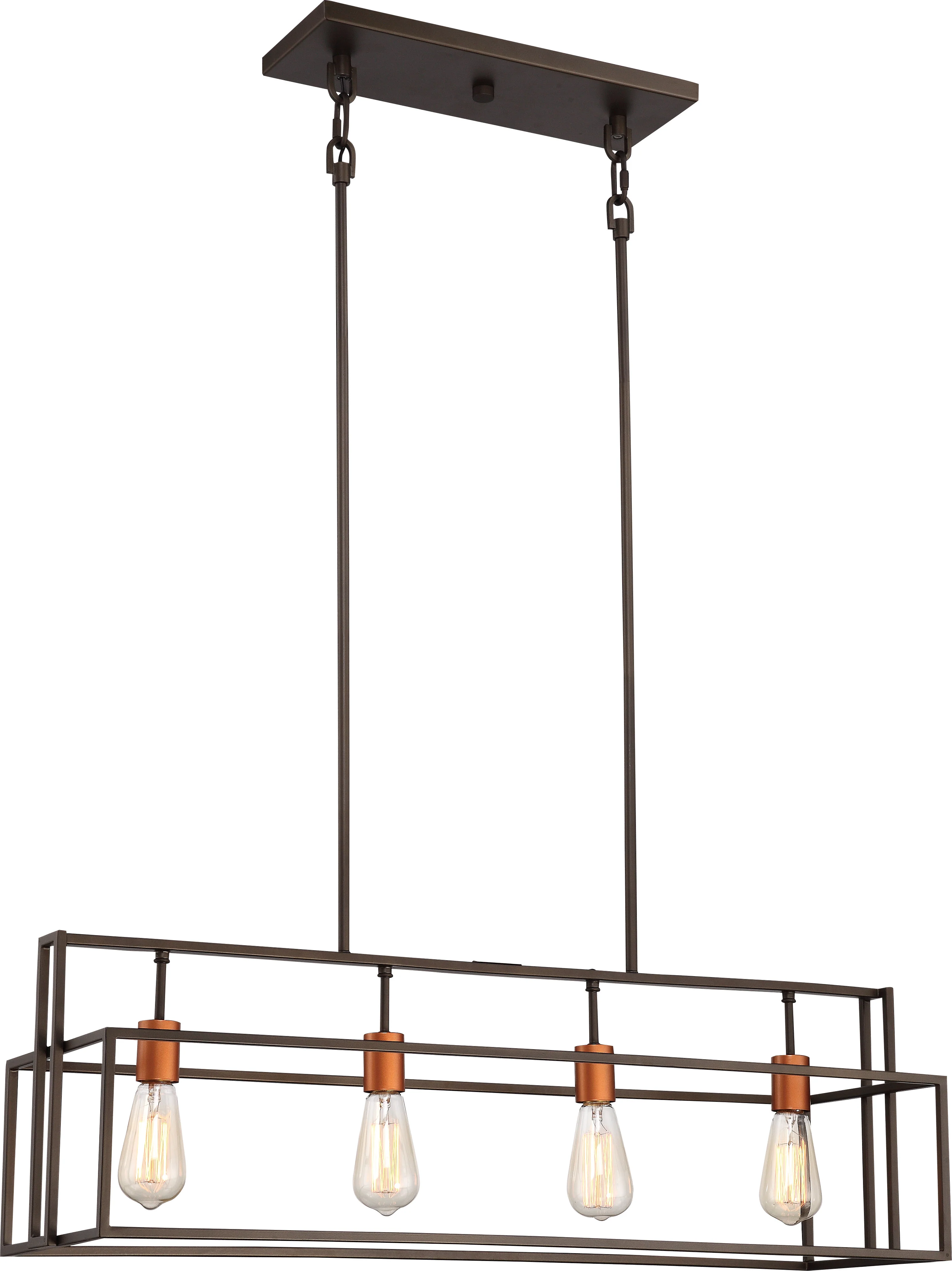 Lake 4-Light Island Pendant in Bronze with Copper Accents Finish 2700K