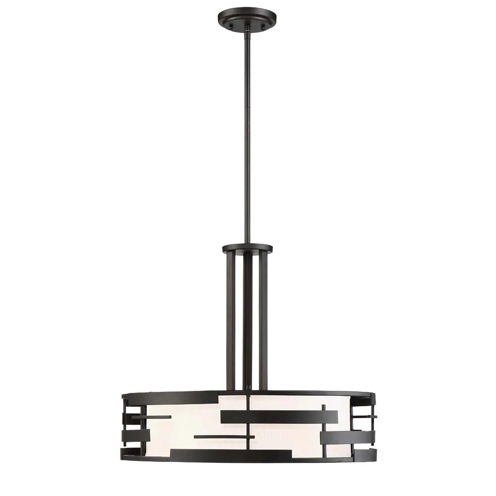 Lansing 3-Light Pendants Mounted Pendant Light Fixture in Textured Black Finish