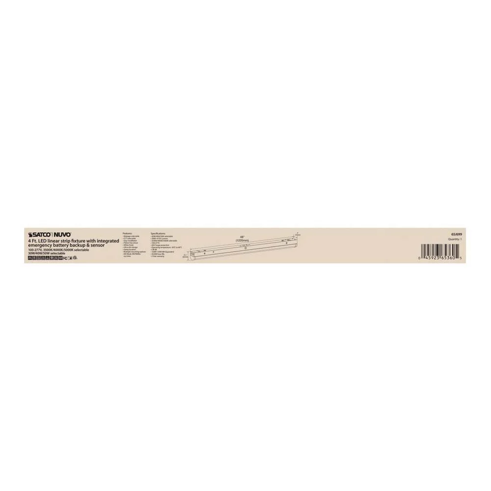 LED 4-ft Linear Strip Light White Finish CCT Tunable 100-277V EM & Sensor - Image 2