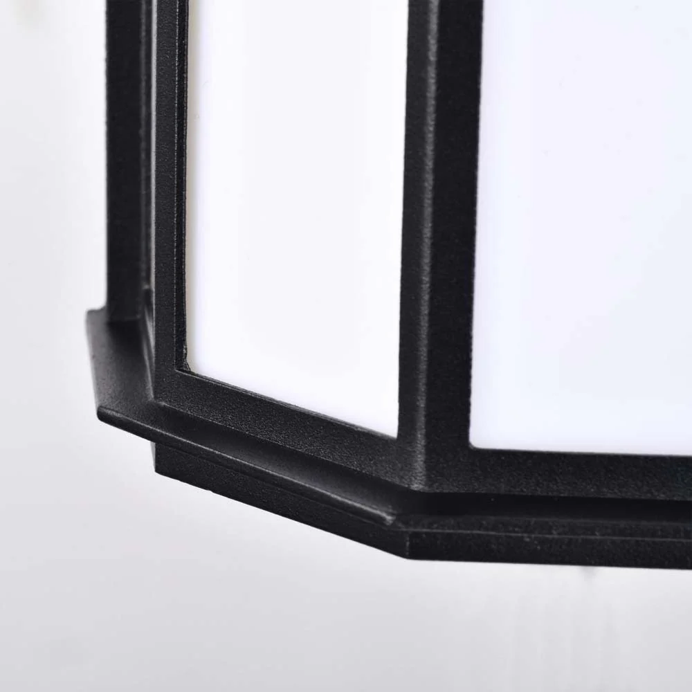 LED Cage Lantern Fixture Black Finish w/ White Linen Acrylic - Image 5