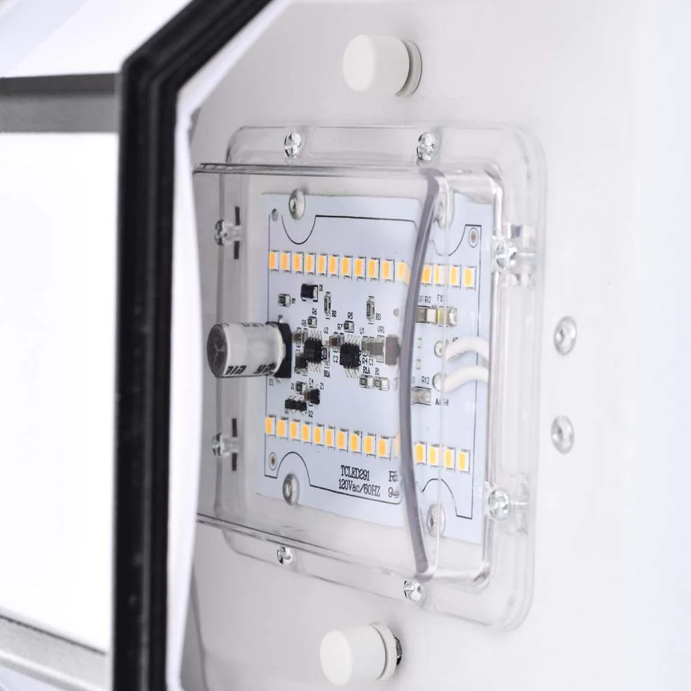 LED Cage Lantern Fixture Black Finish w/ White Linen Acrylic - Image 6