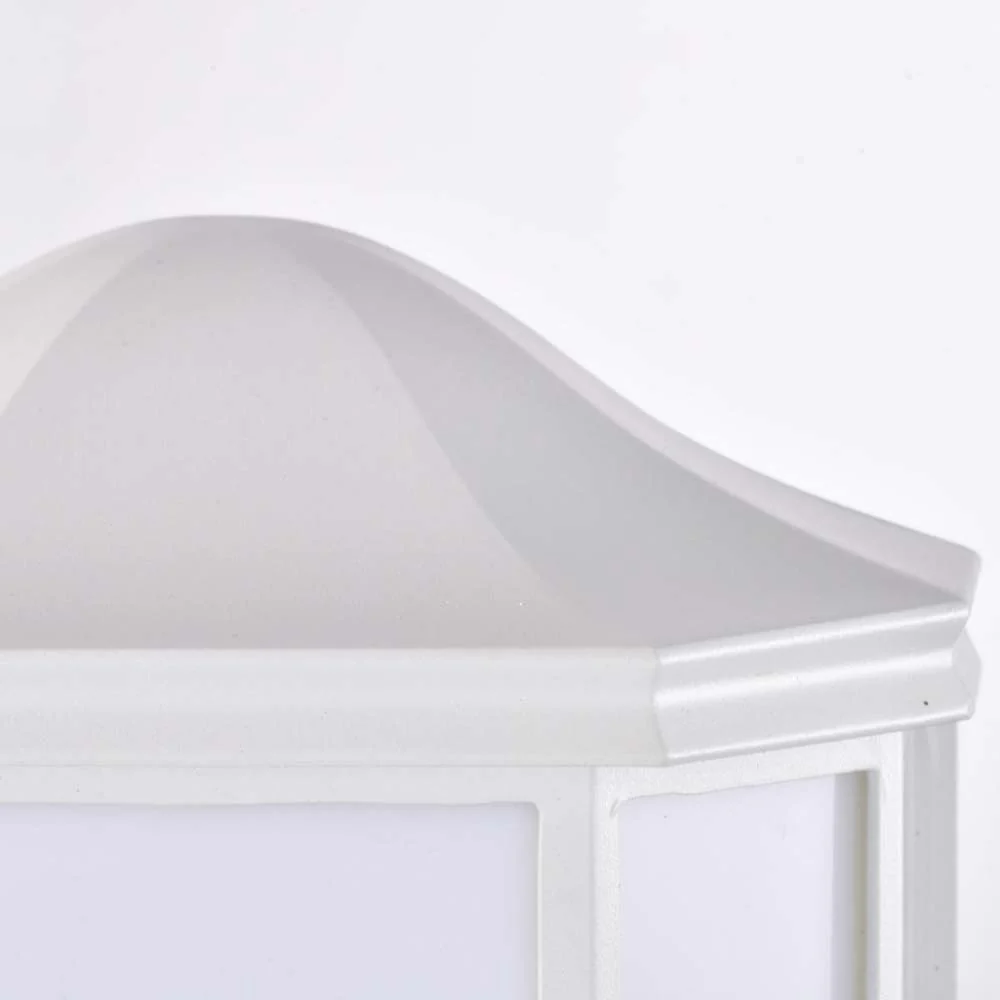 LED Cage Lantern Fixture White Finish w/ White Linen Acrylic - Image 4