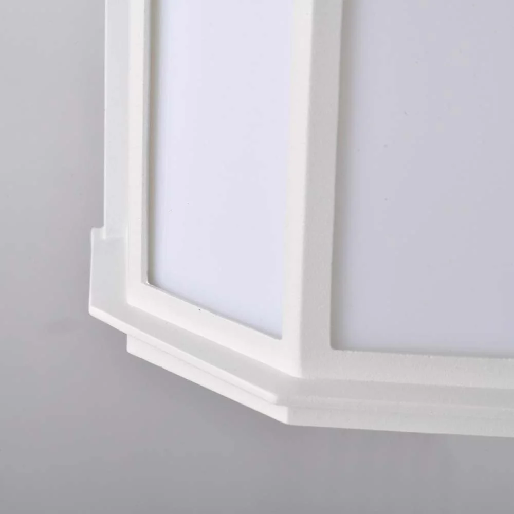LED Cage Lantern Fixture White Finish w/ White Linen Acrylic - Image 5