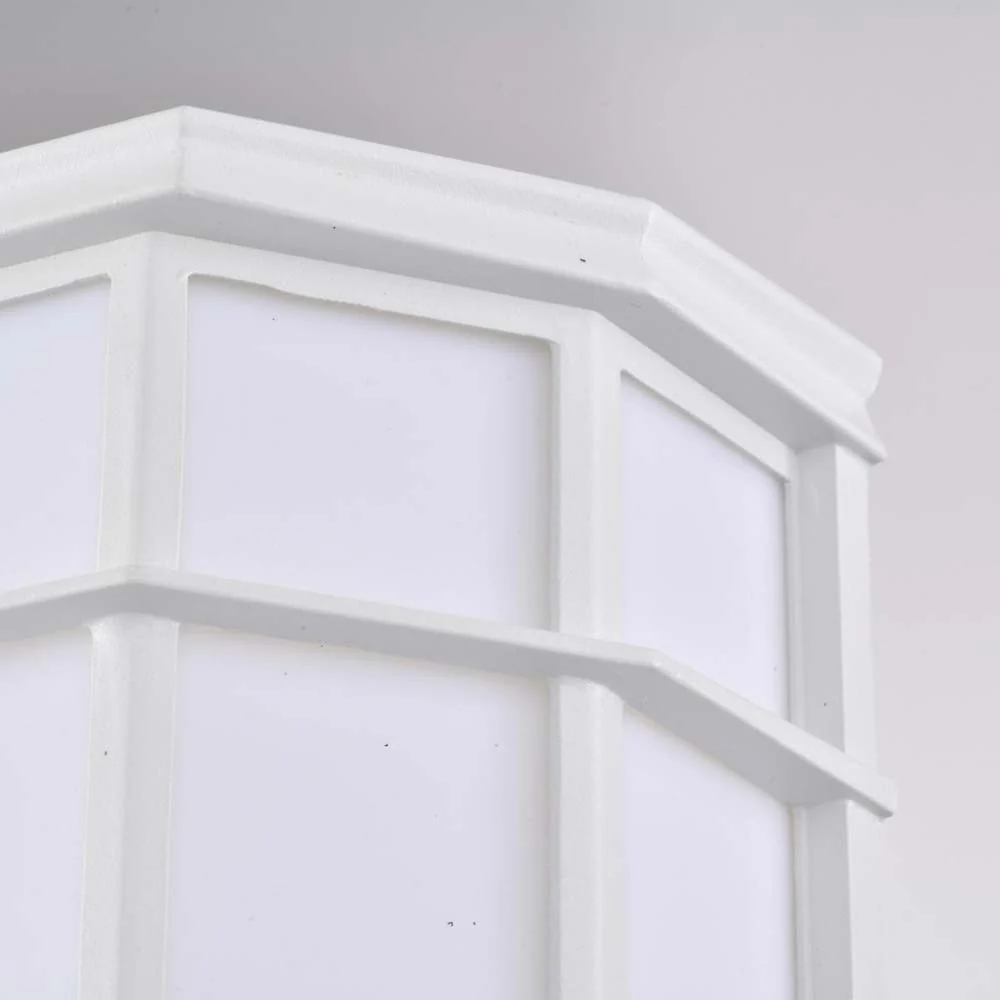 LED Cage Lantern Fixture White Finish w/ White Linen Acrylic - Image 6