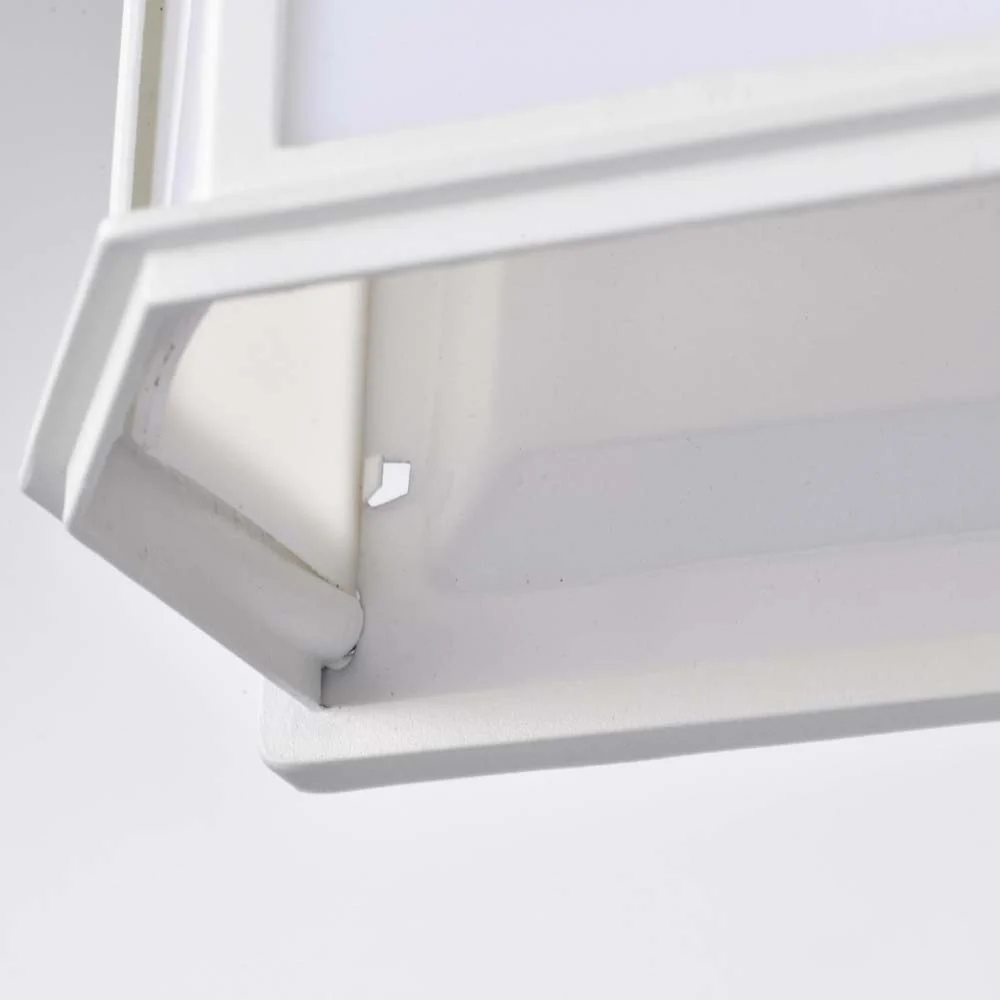 LED Cage Lantern Fixture White Finish w/ White Linen Acrylic - Image 7