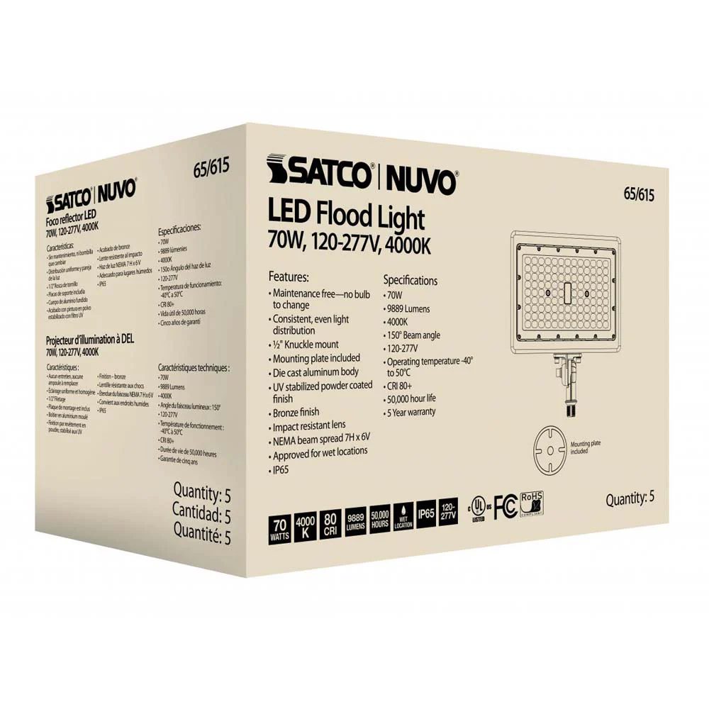 LED Flood Light 70w 4000K Bronze Finish 100-277V - Image 8