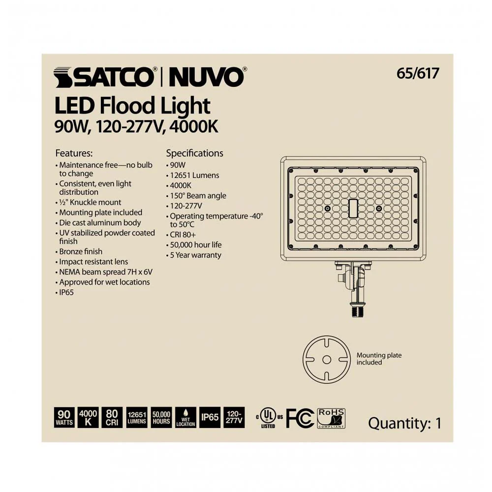 LED Flood Light 90w 4000K Bronze Finish 100-277V - Image 7