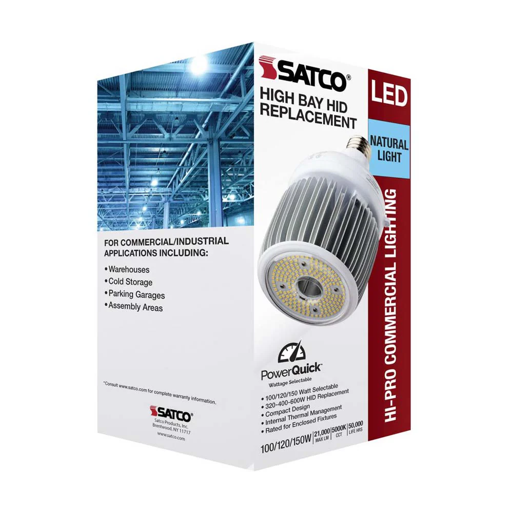 LED Hi-Bay 100/120/150 Selectable Wattage Mogul Extended 5000K 100V-277V - Image 6