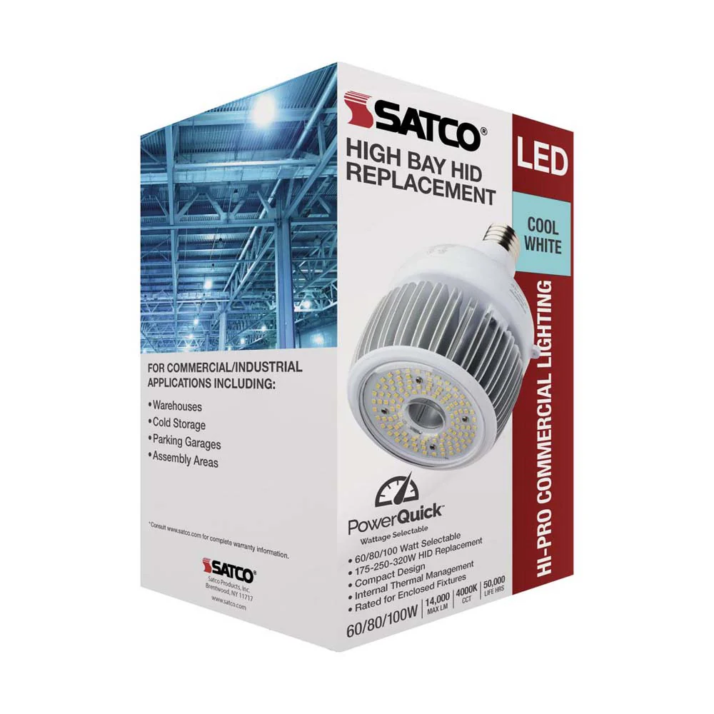 LED Hi-Bay 60W/80W/100W Selectable Wattage Mogul Extended 4000K 100V-277V - Image 6
