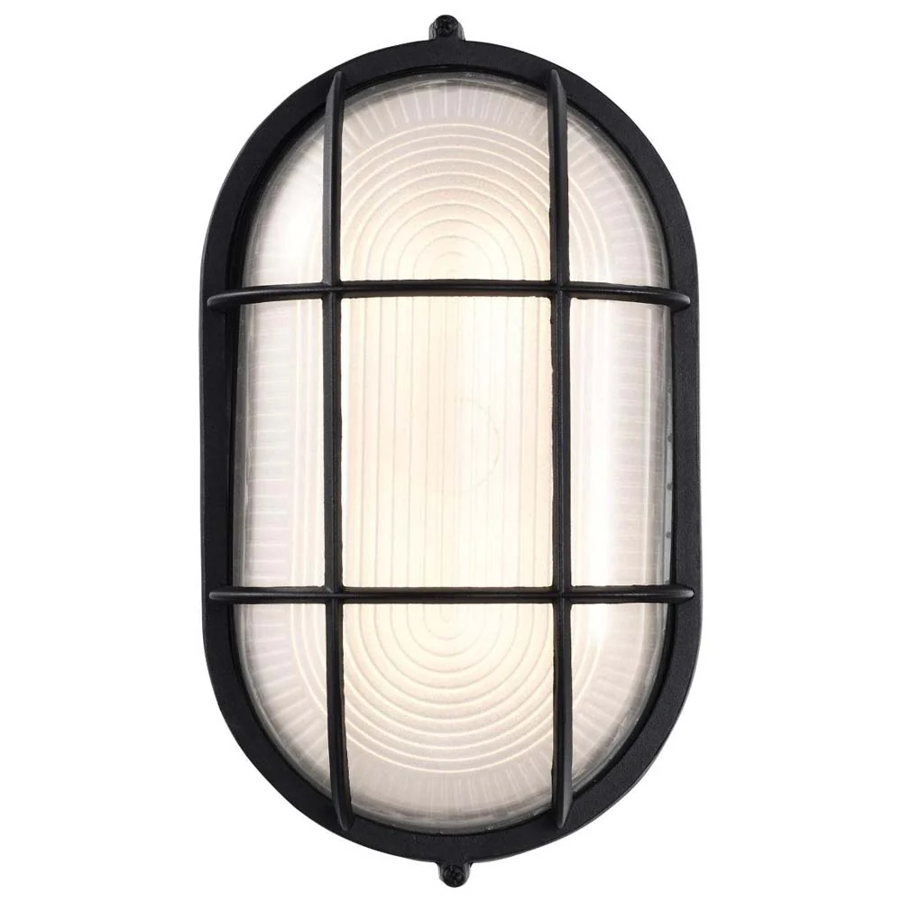 LED Oval Bulk Head Fixture Black Finish w/ White Glass - Image 2